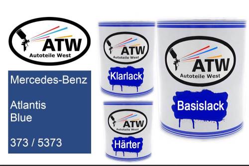Mercedes-Benz, Atlantis Blue, 373 / 5373: 1L Lackdose + 1L Klarlack + 500ml Härter - Set, von ATW Autoteile West.